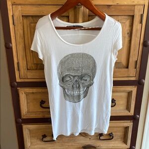Zara White Graphic Relaxed T-Shirt